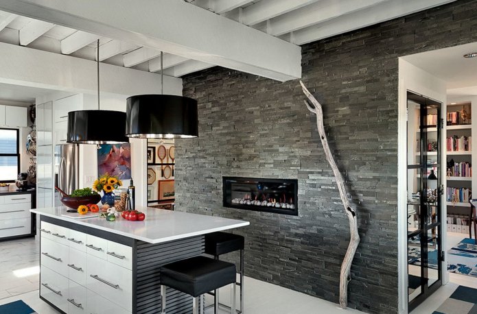 decorative stone finishing in the interior