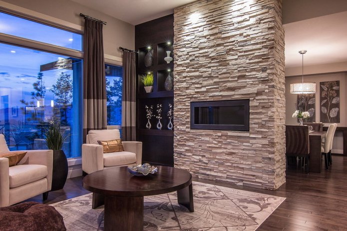 decorative stone finishing in the interior