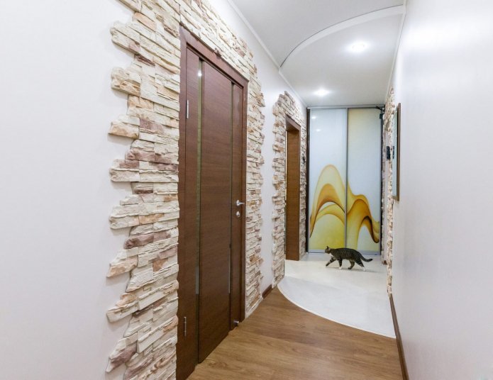 decorative stone finishing of the doorway in the interior