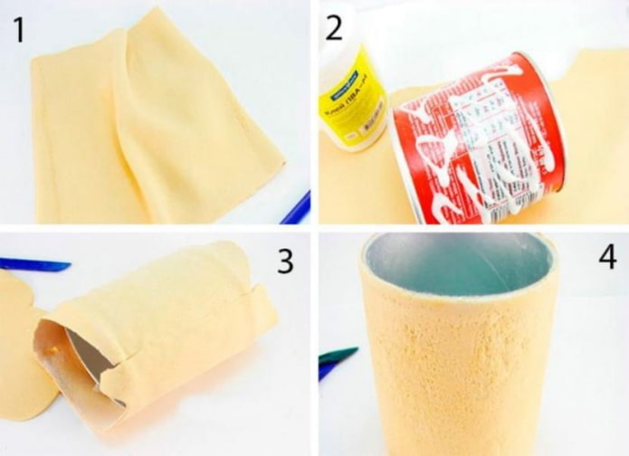 stages of creating a pencil holder