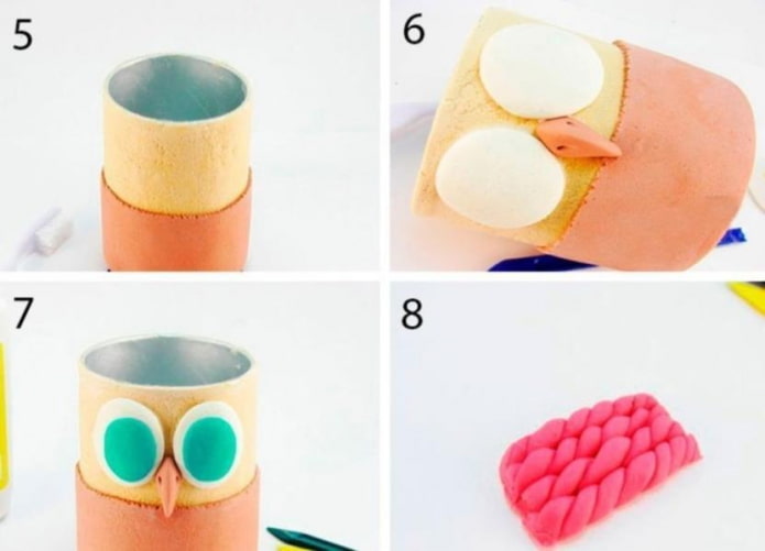 stages of creating a pencil holder