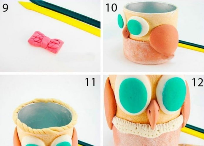 stages of creating a pencil holder