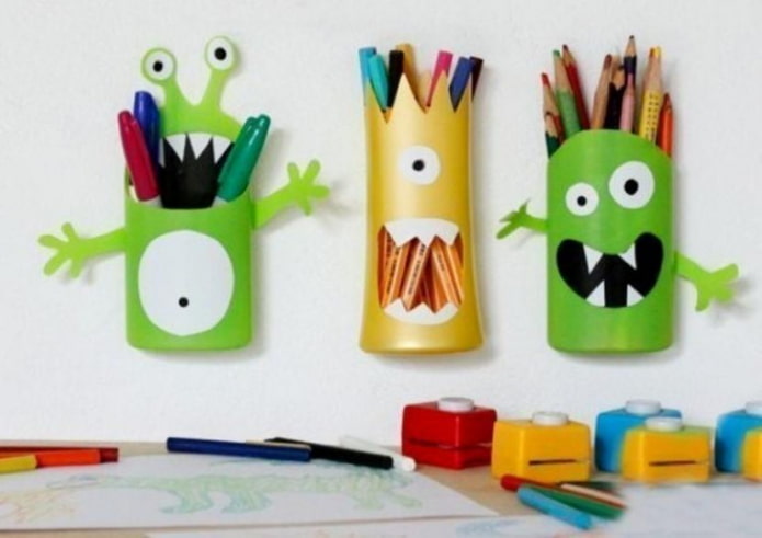 pencil case made from bottles
