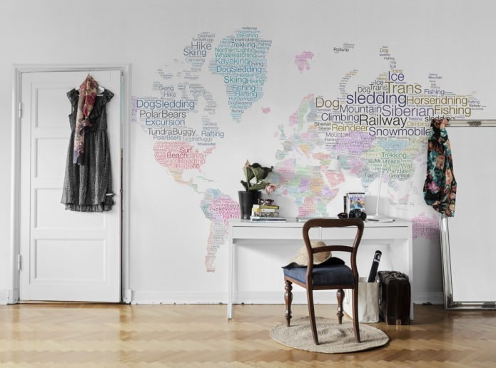 world map in the office interior