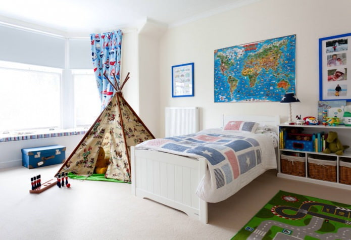 world map in the interior of the nursery