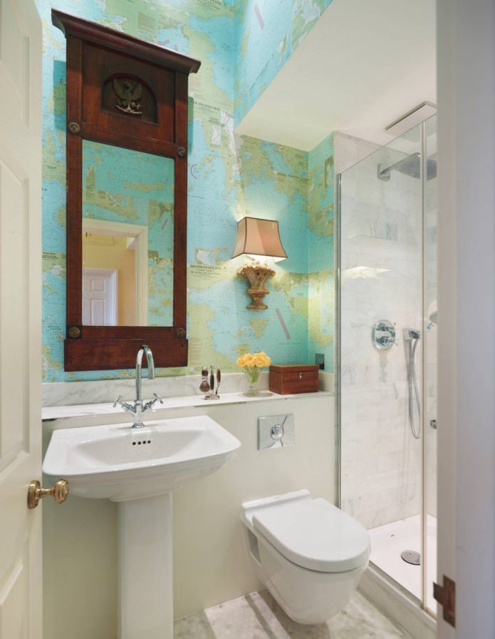 map in the bathroom interior