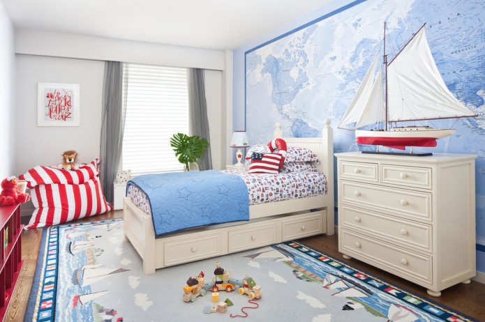 world map in the interior of the nursery