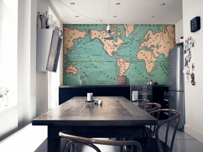 apron for the work area with a map image