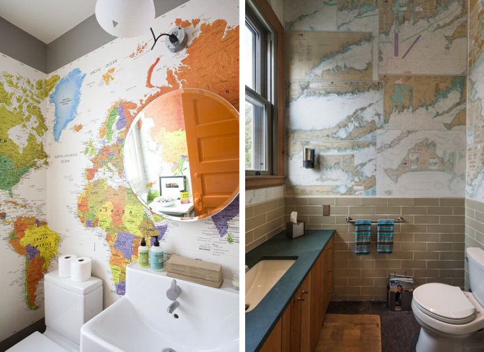 map in the bathroom interior