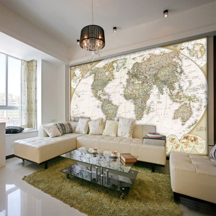 map in the living room interior