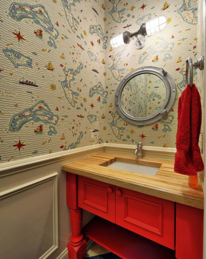 map in the bathroom interior