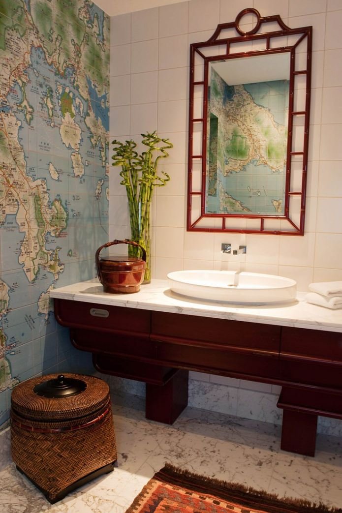 map in the bathroom interior