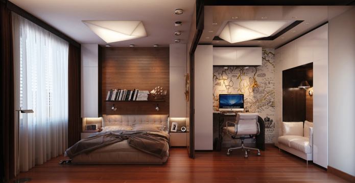 map in the interior of the bedroom-study