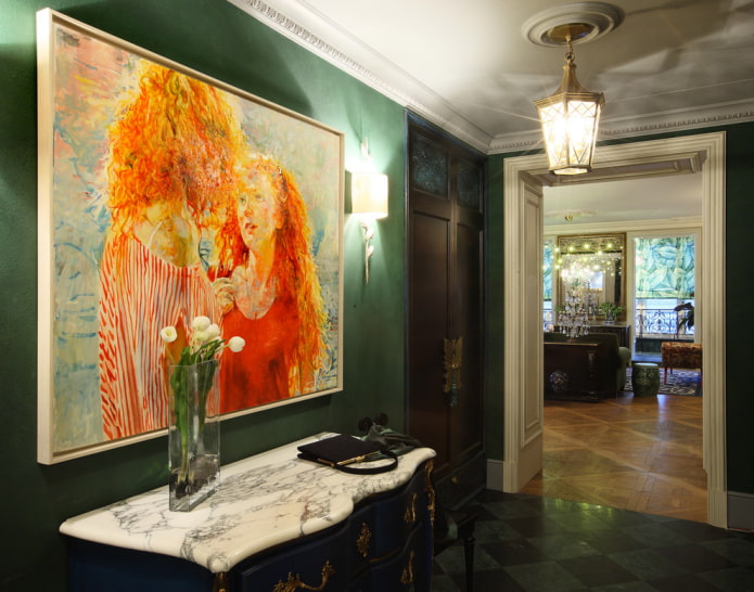 oil painting in the hallway interior