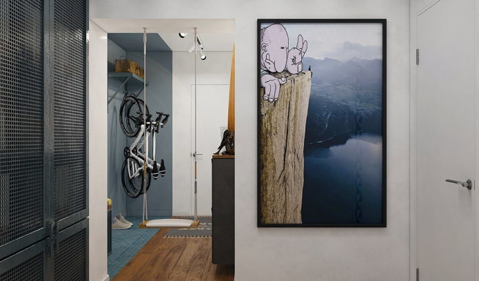 vertical painting in the interior of the hallway