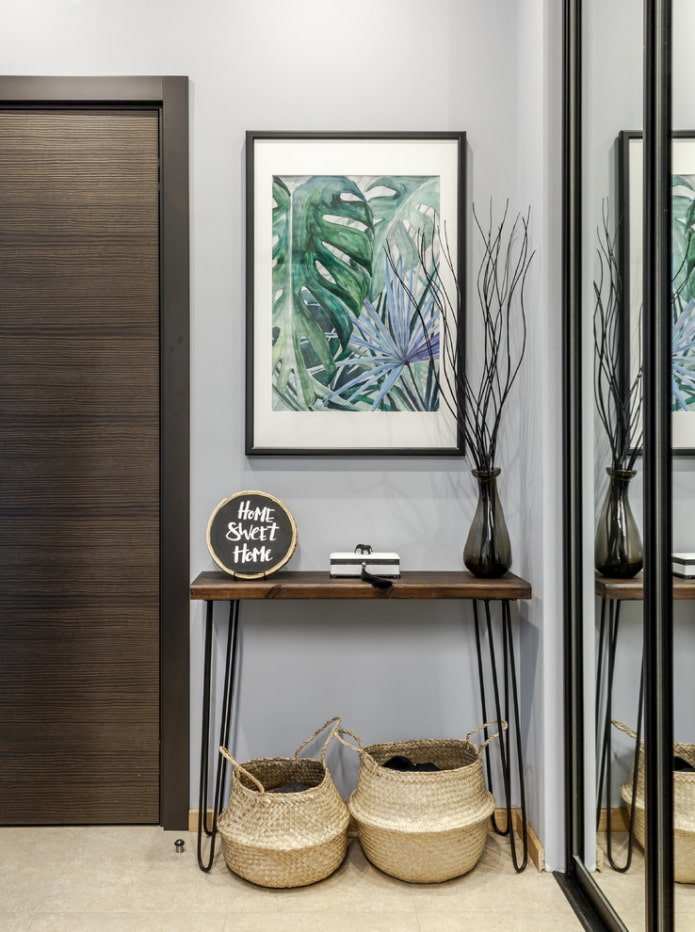 painting in the interior of a modern hallway