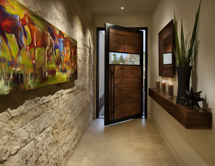 narrow painting in the interior of the hallway