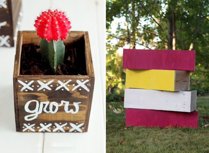 Wooden flowerpots