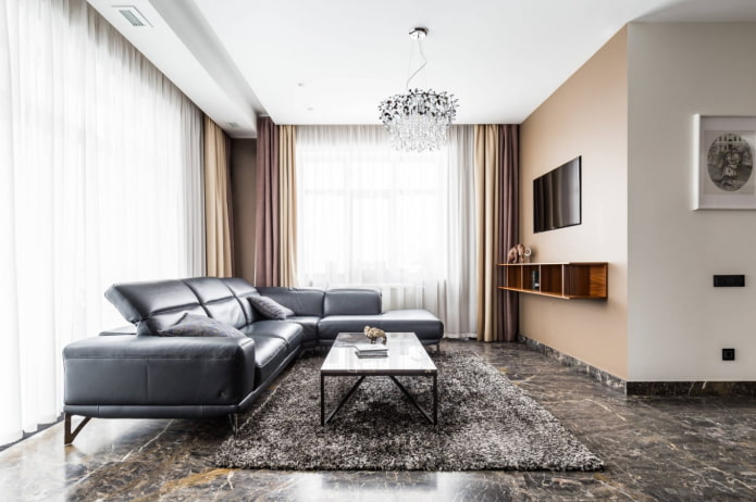 porcelain stoneware on the floor in the living room