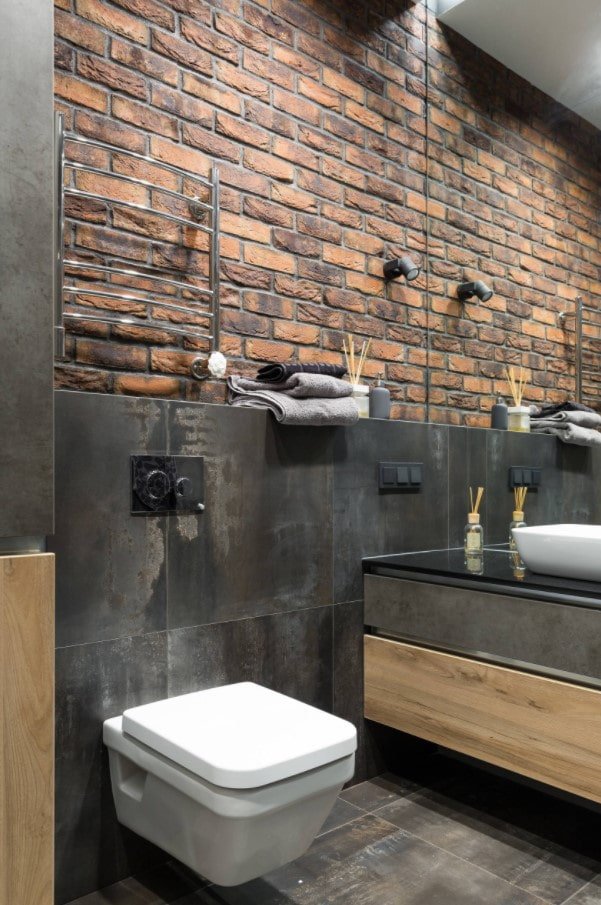 brick wall in the bathroom
