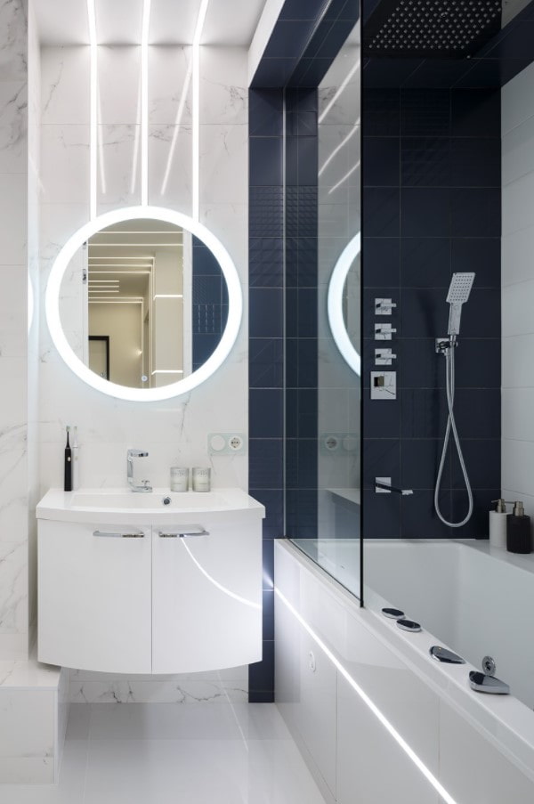 bathroom finishing with tiles and porcelain tiles