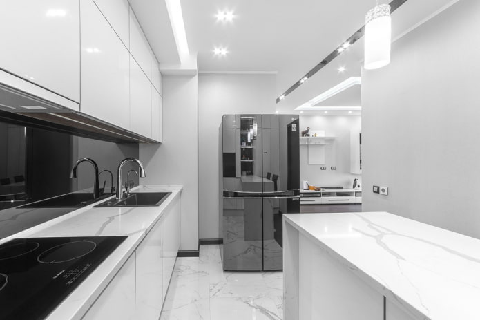 freestanding refrigerator in the kitchen interior