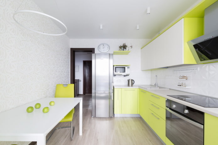 refrigerator by the entrance in the kitchen interior