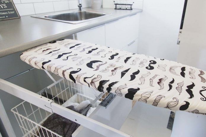 Ironing board in the kitchen