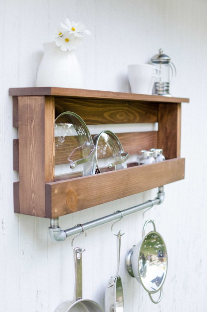 Wooden shelf for the kitchen