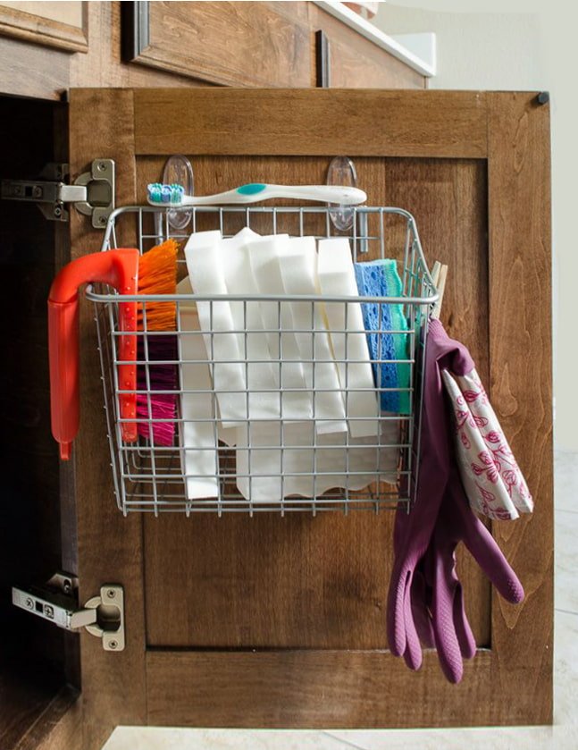 mesh basket on the door