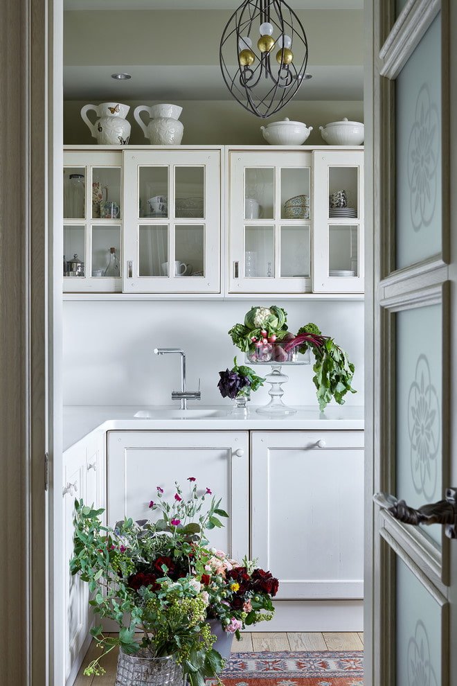 Dishes on cabinets