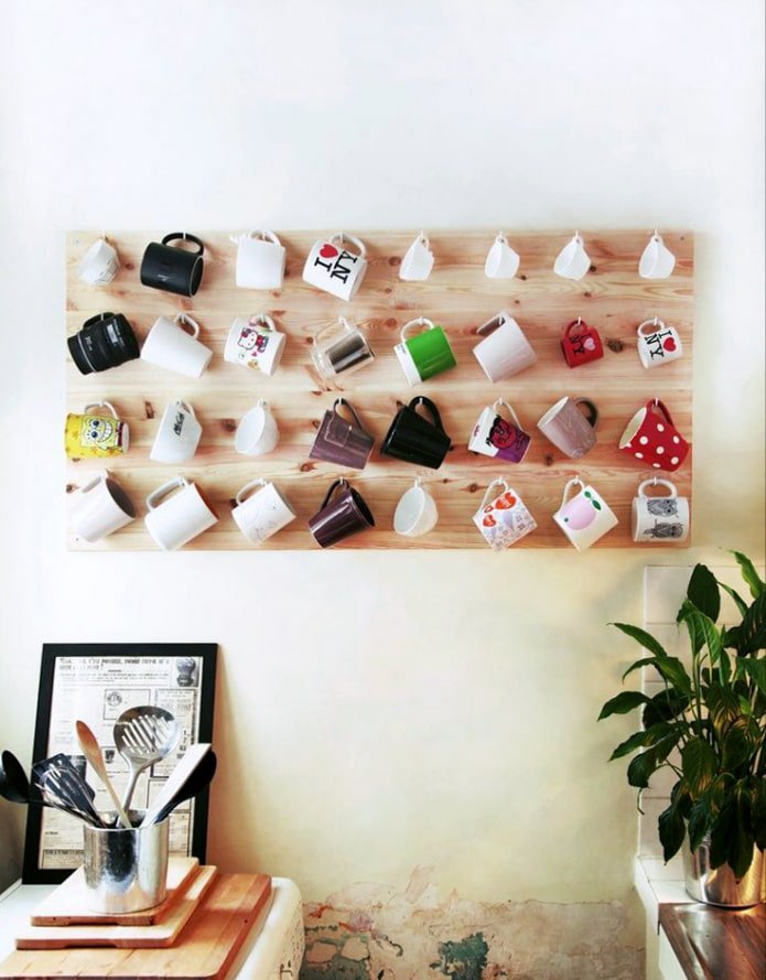 Cups on a wooden stand