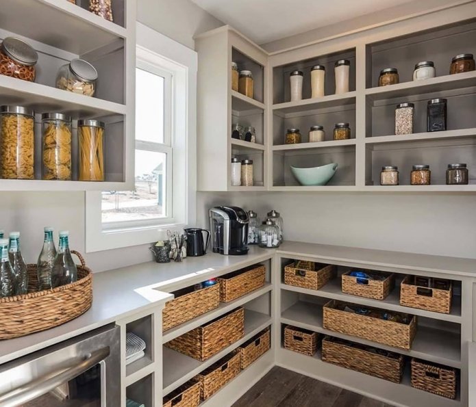 containers on shelves