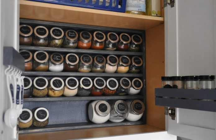 Storage in jars in the cabinet