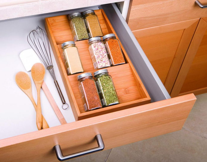 Spices in a drawer