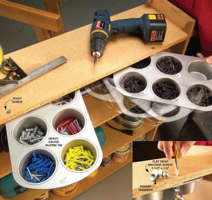 Muffin tins in the garage