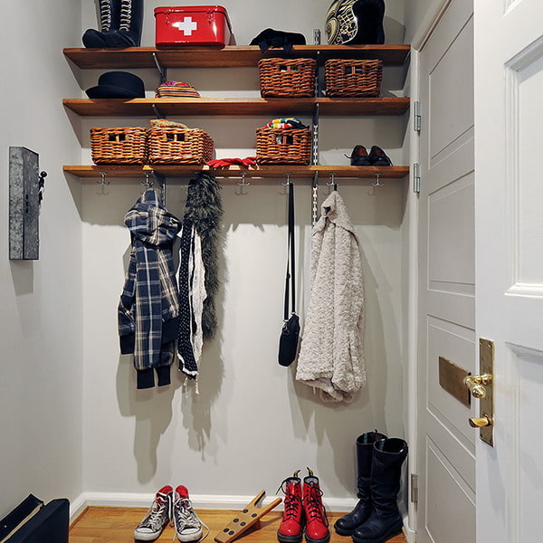 shelves in the hallway