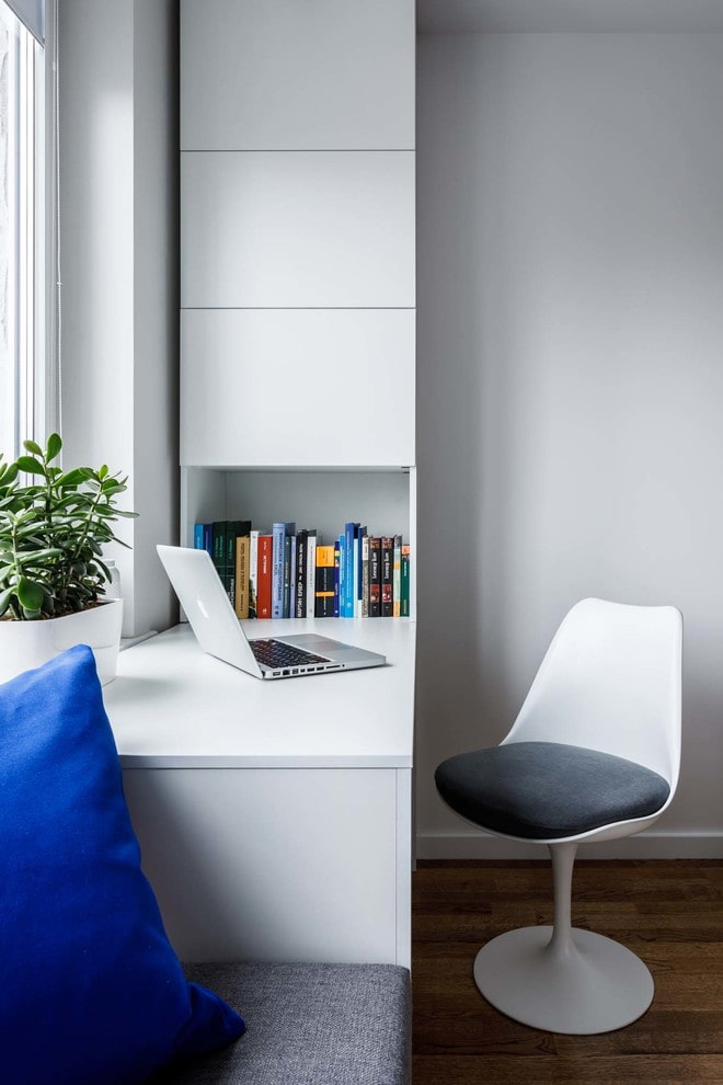 Workplace with shelves