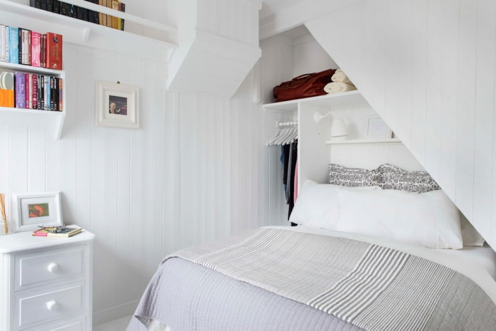 Shelves in the headboard