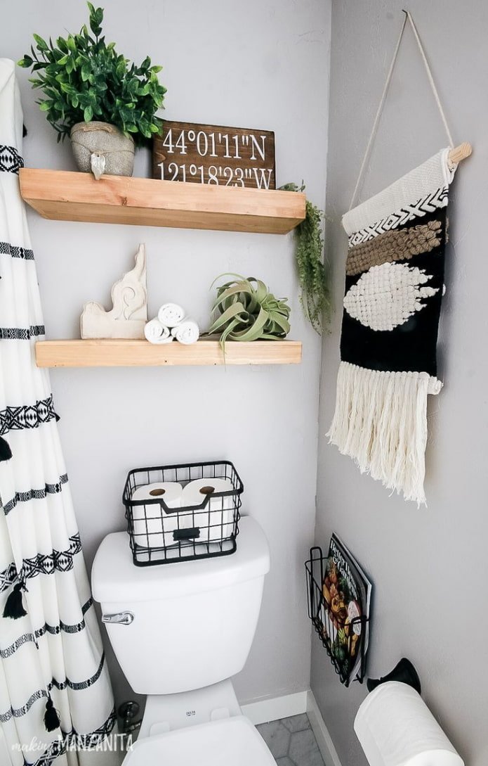Wooden shelves