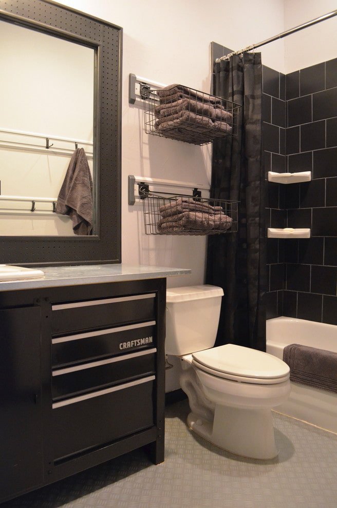 Baskets under the toilet