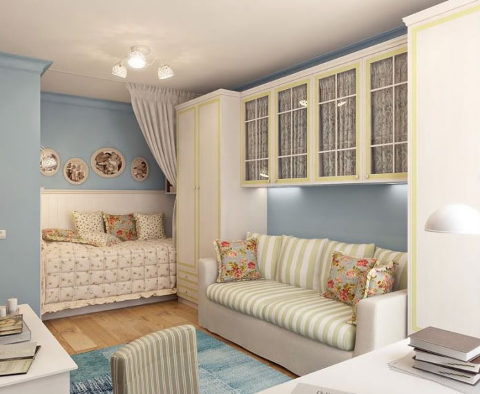 living room with sleeping area