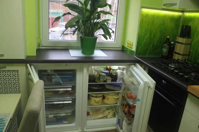 refrigerator under the window