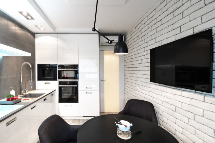 color scheme of brick in the kitchen interior
