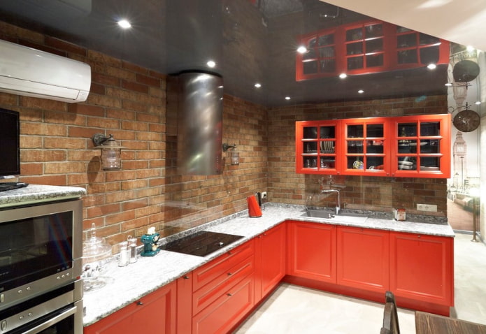 color scheme of brick in the kitchen interior
