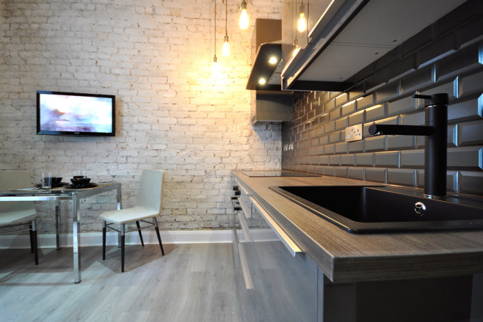 color scheme of brick in the kitchen interior