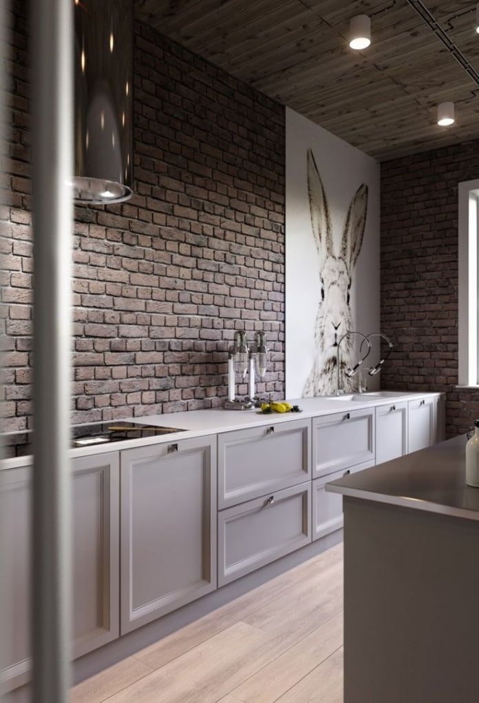 color scheme of brick in the kitchen interior