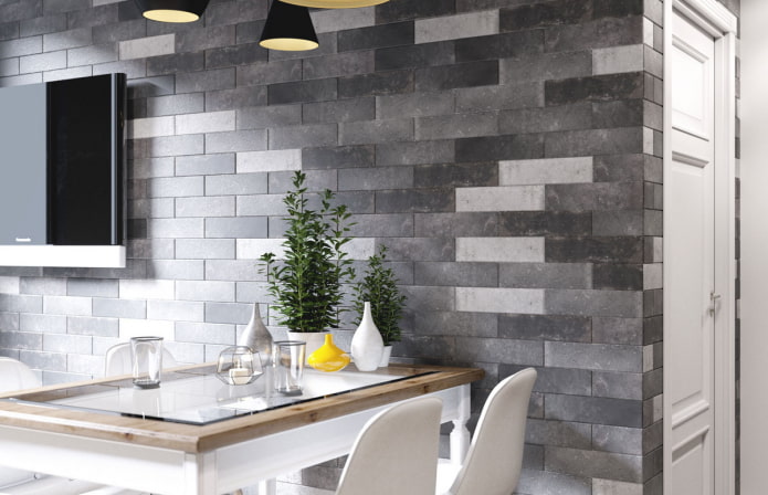 color scheme of brick in the kitchen interior