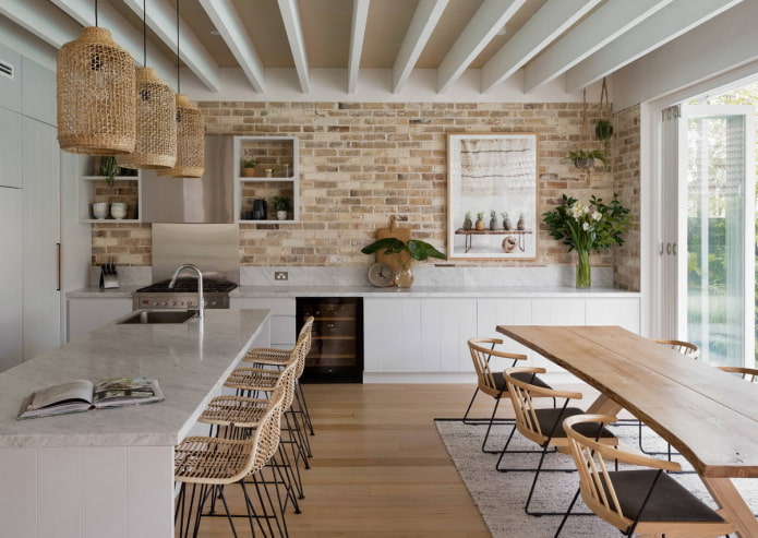 brickwork in the kitchen in eco-style