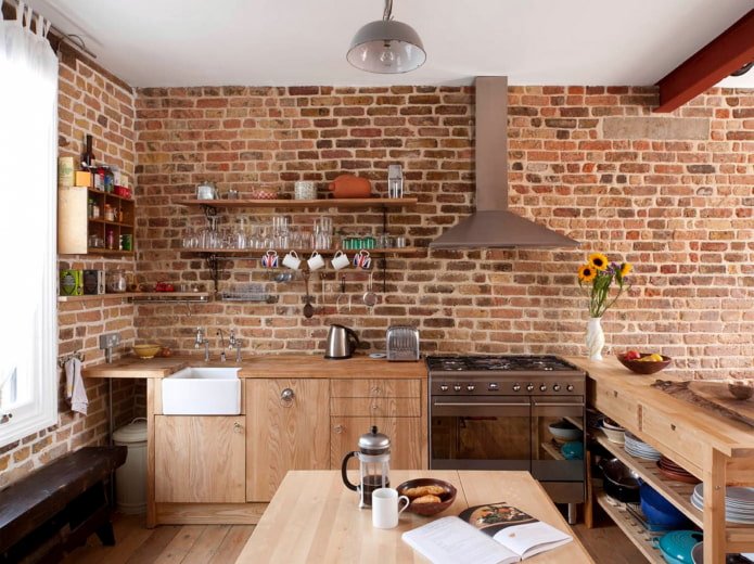 brickwork in the kitchen interior